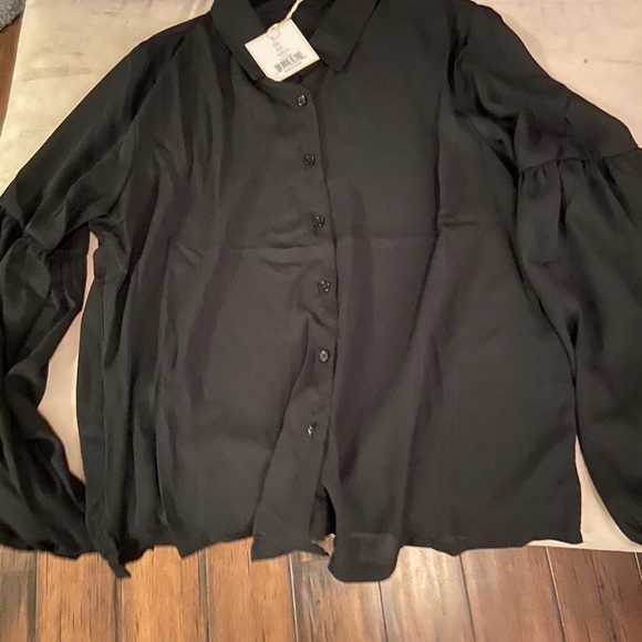 Free Generation Los Angeles Black Chiffon Blouse - Picture 5 of 8